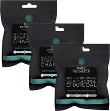 Load image into Gallery viewer, Daily Concepts Multi Functional Soap Sponge Charcoal (3 Pack)