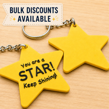 Load image into Gallery viewer, 10qty Personalised Star Keyring, Magnet or Token – End of Year Teacher Gift for Students