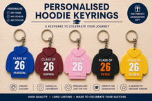 Load image into Gallery viewer, Personalised School Leavers Hoodie Keyring – Class of 2026 Gift