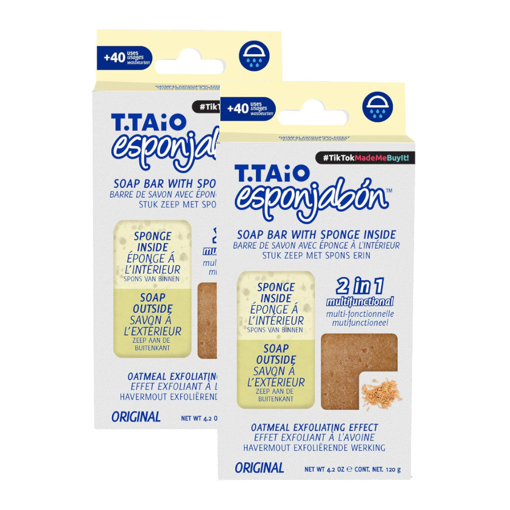 T.TAiO Esponjabon Oatmeal Soap Sponge For Face & Body (2 Pack)