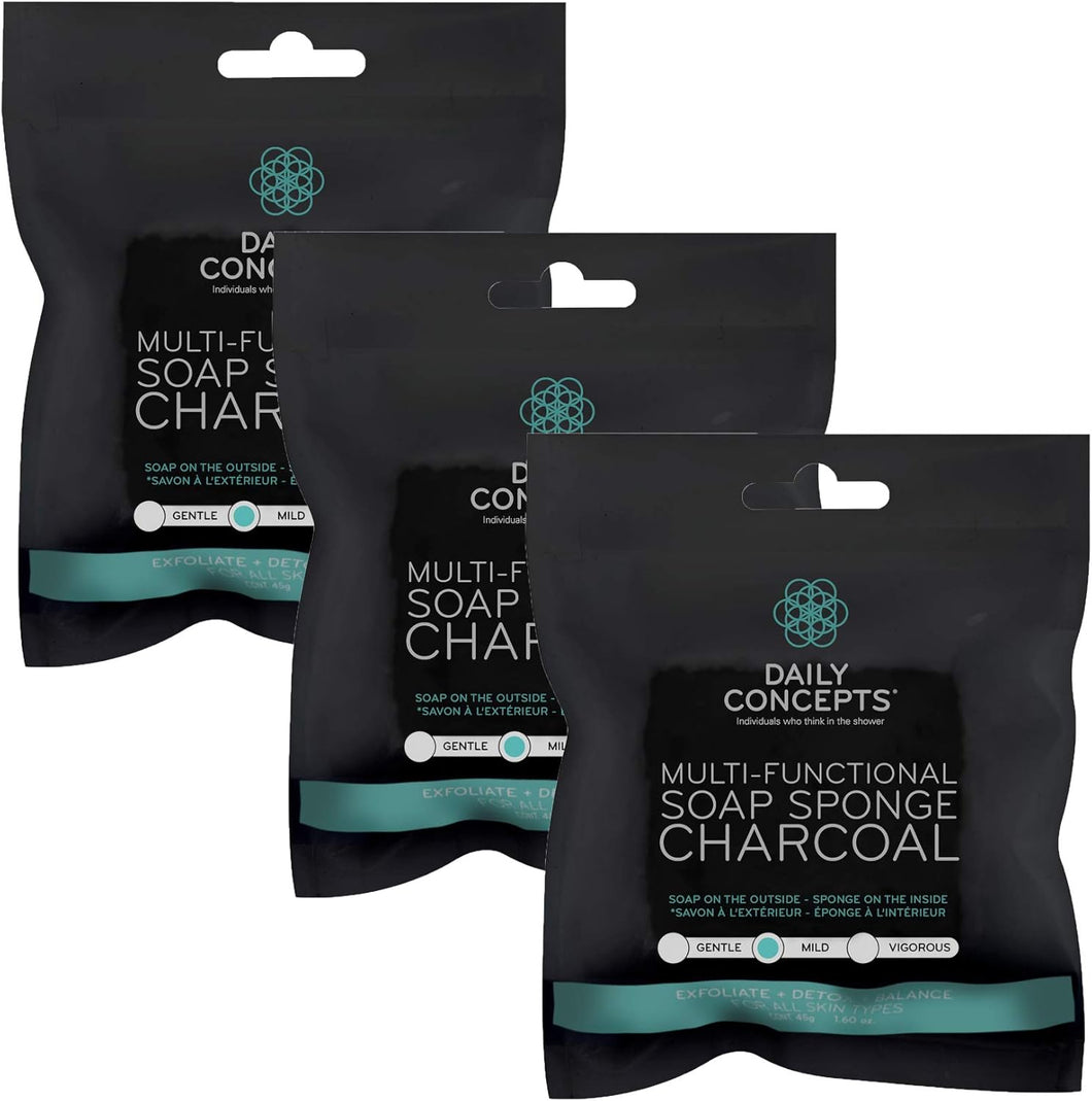 Daily Concepts Multi Functional Soap Sponge Charcoal (3 Pack)