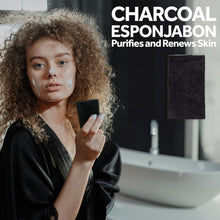 Load image into Gallery viewer, T.TAiO Esponjabon Charcoal Soap Sponge For Face &amp; Body (2 Pack)
