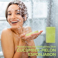 Load image into Gallery viewer, T.TAiO Esponjabon Cucumber-Melon Soap Sponge For Face &amp; Body (2 Pack)
