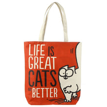 Load image into Gallery viewer, Simon&#39;s Cat Life is Great Cats Are Better Reusable Tote Bag
