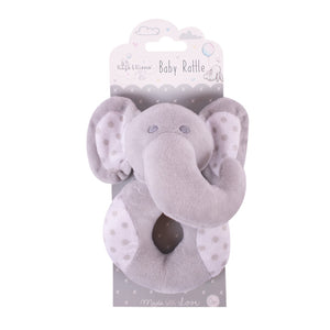 Grey Elephant Plush Baby Rattle ALL Delivered