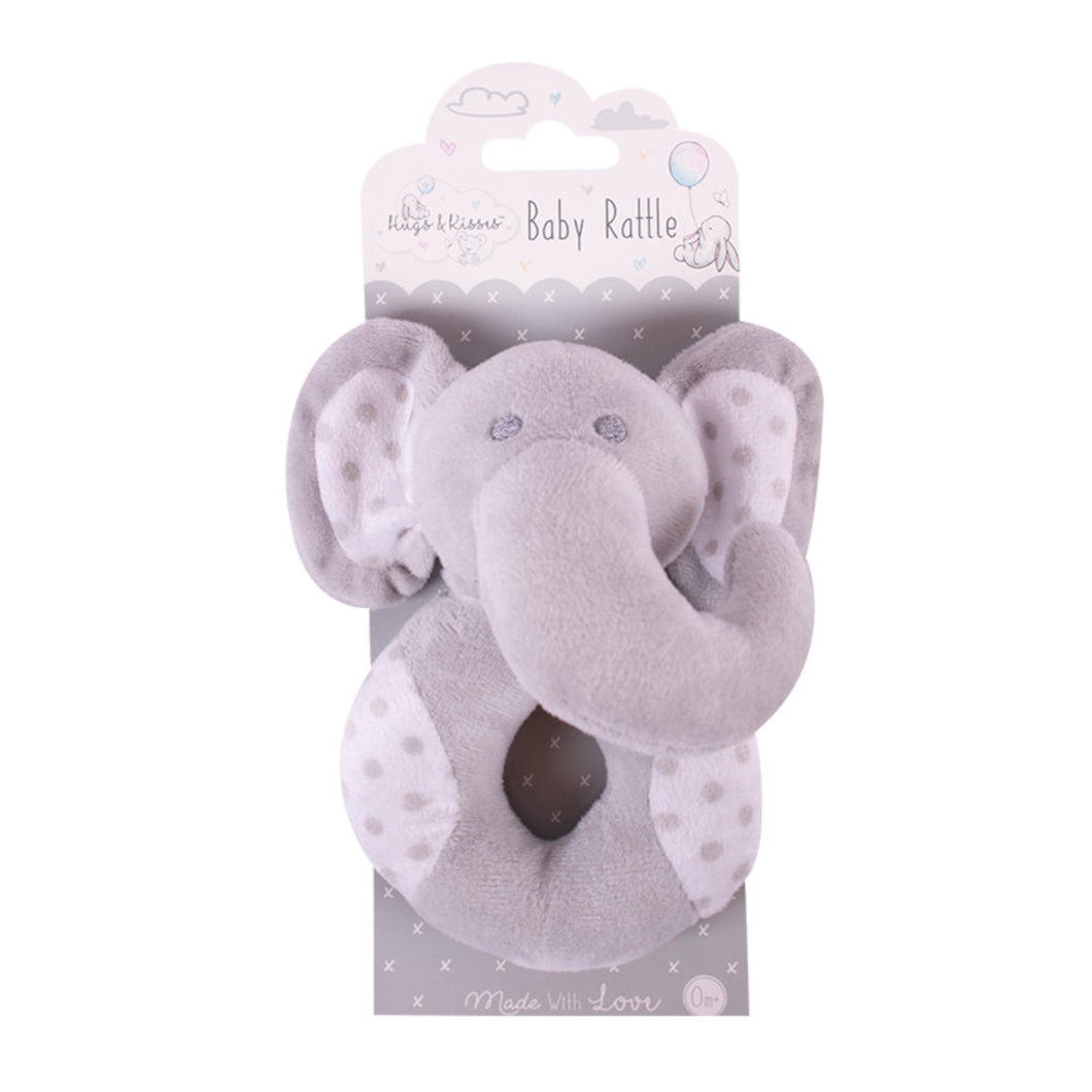 Grey Elephant Plush Baby Rattle