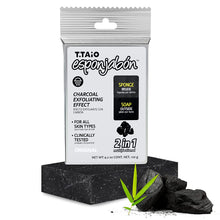 Load image into Gallery viewer, T.TAiO Esponjabon Charcoal Soap Sponge For Face &amp; Body
